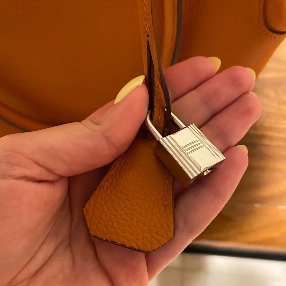 Orange Leather Tote Bag - Picture 3 of 9